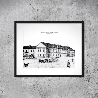 "Budynek Hotelu Polskiego Woelffla w Kaliszu" - reprint oprawiony w ramę 50 cm x 40 cm