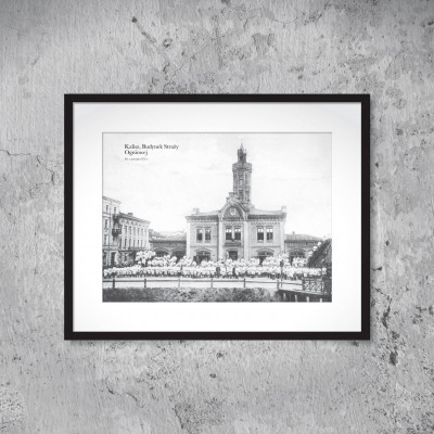"Budynek Straży Ogniowej" - reprint oprawiony w ramę 50 cm x 40 cm